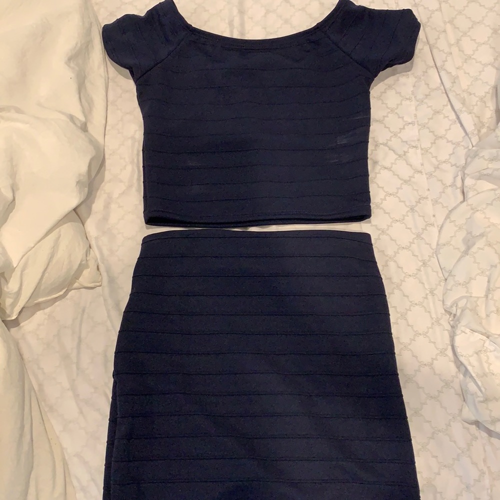 Winged monkey 2 piece navy blue dress (short)